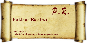 Petter Rozina névjegykártya